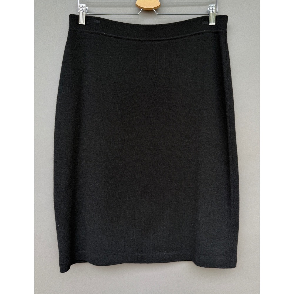 Dana Buchman Black Merino Wool Knit Pencil Skirt XL Career Classic‎ Minimalist